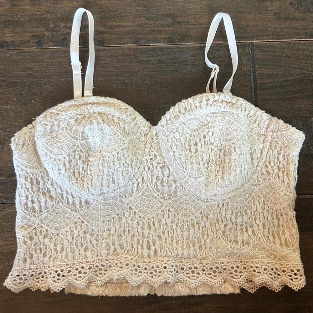Forever 21 Cream Lace Tank Top